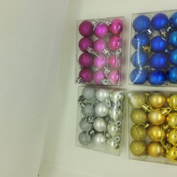3cm 12pk decorative hanging balls 4 glitter/4shiny/4 Mat assorted colours