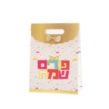 19×8.5x27cm Gold bow Purim Sameach bag