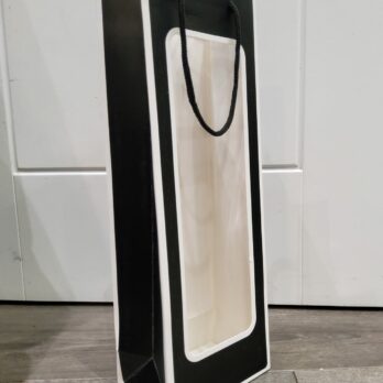 Black & white frame with large window wine bag